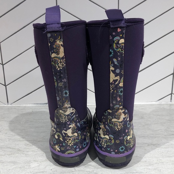 Storm by Cougar (13) Super Sturdy Purple Unicorn Rain Boots with Neoprene Shaft - Picture 4 of 10